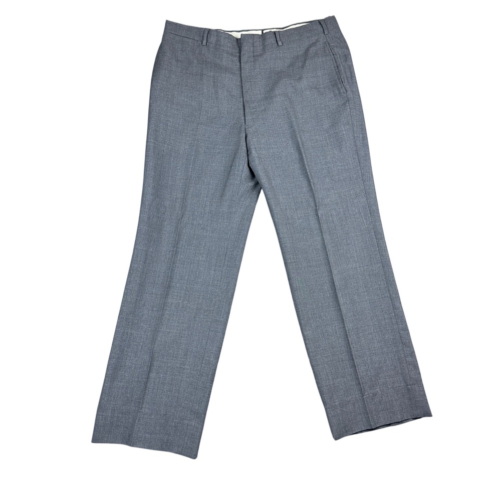 Vintage Brooks Brothers Grey Wool Dress Pants Straight Leg Trousers USA 36x30